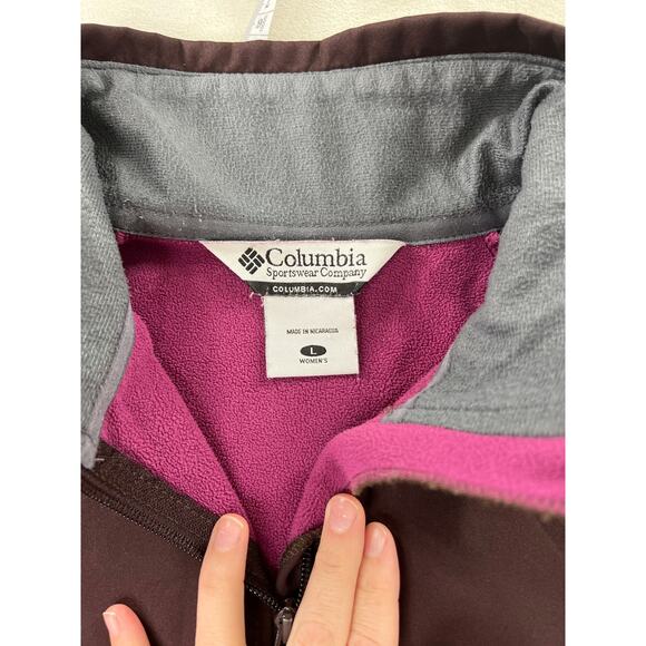 Columbia Valencia Peak Soft Shell Fleece Lined Jacket Pink Burgundy Size Large - Picture 3 of 7